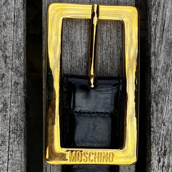 ❤️Moschino Black Leather Belt with Red Heart main image 7